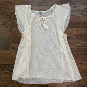 Aerie Polka Dot Sheer Blouse with Tie Detail Size XL EUC